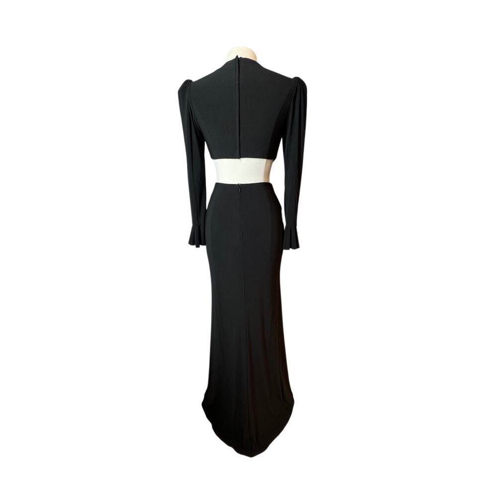 Mac Duggal Leena Cut Out Jersey Gown in Black Minimalist Elegant A-Line Dress 6 - Picture 7 of 12